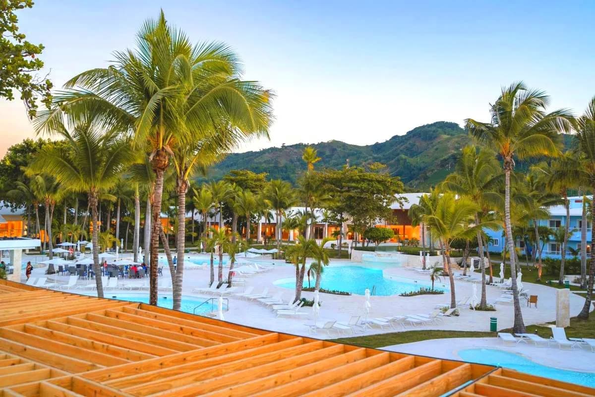 Elegant wedding reception dinner setup with ocean view at Senator Puerto Plata resort